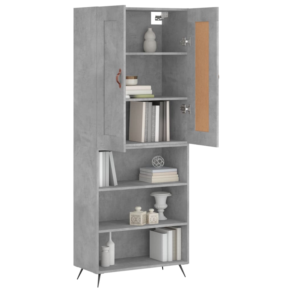Skříň Highboard Betonově Šedá 69,5X34X180 Cm Kompozitní Dřevo