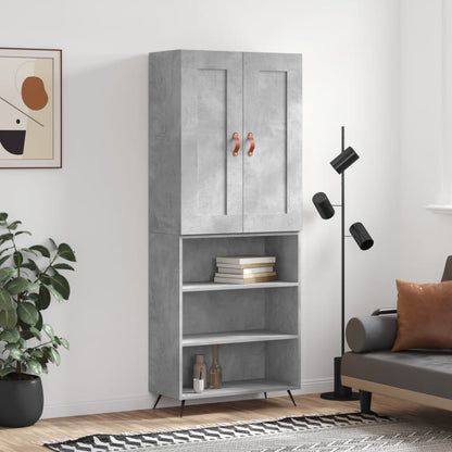 Skříň Highboard Betonově Šedá 69,5X34X180 Cm Kompozitní Dřevo