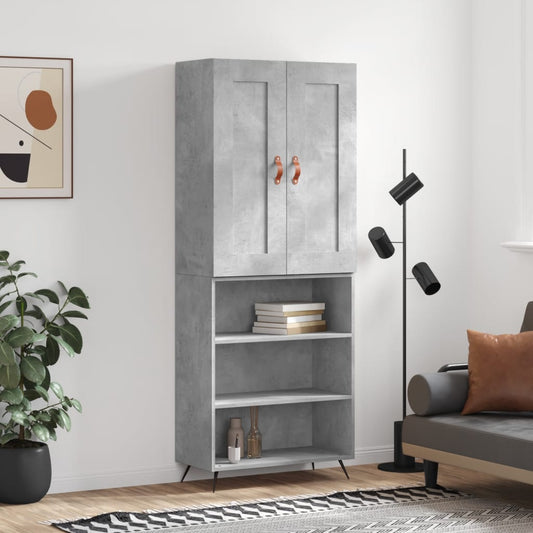 Skříň Highboard Betonově Šedá 69,5X34X180 Cm Kompozitní Dřevo