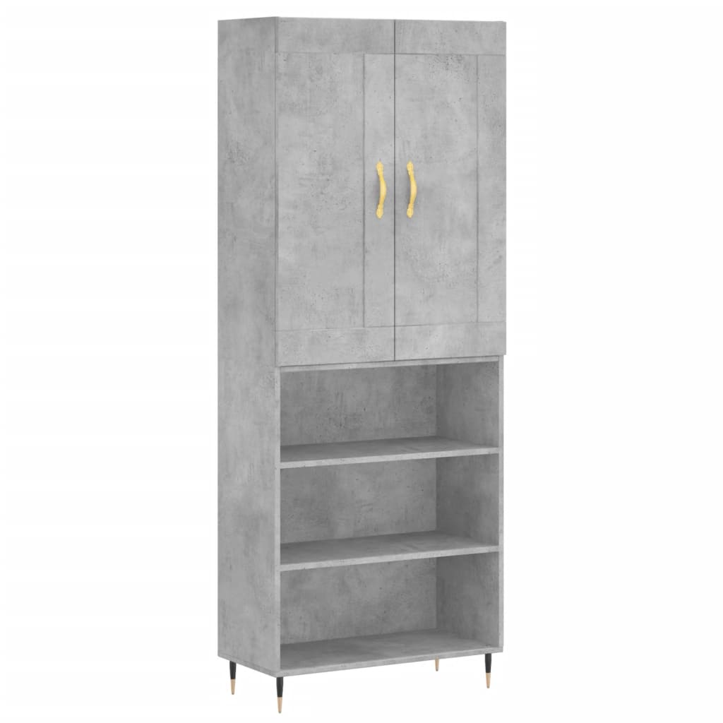Skříň Highboard Betonově Šedá 69,5X34X180 Cm Kompozitní Dřevo
