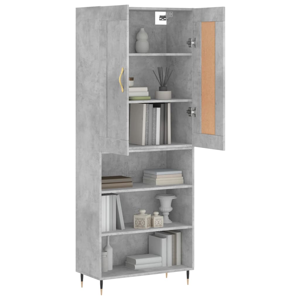 Skříň Highboard Betonově Šedá 69,5X34X180 Cm Kompozitní Dřevo