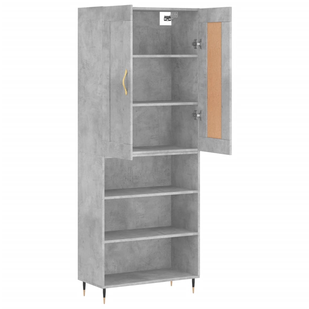 Skříň Highboard Betonově Šedá 69,5X34X180 Cm Kompozitní Dřevo