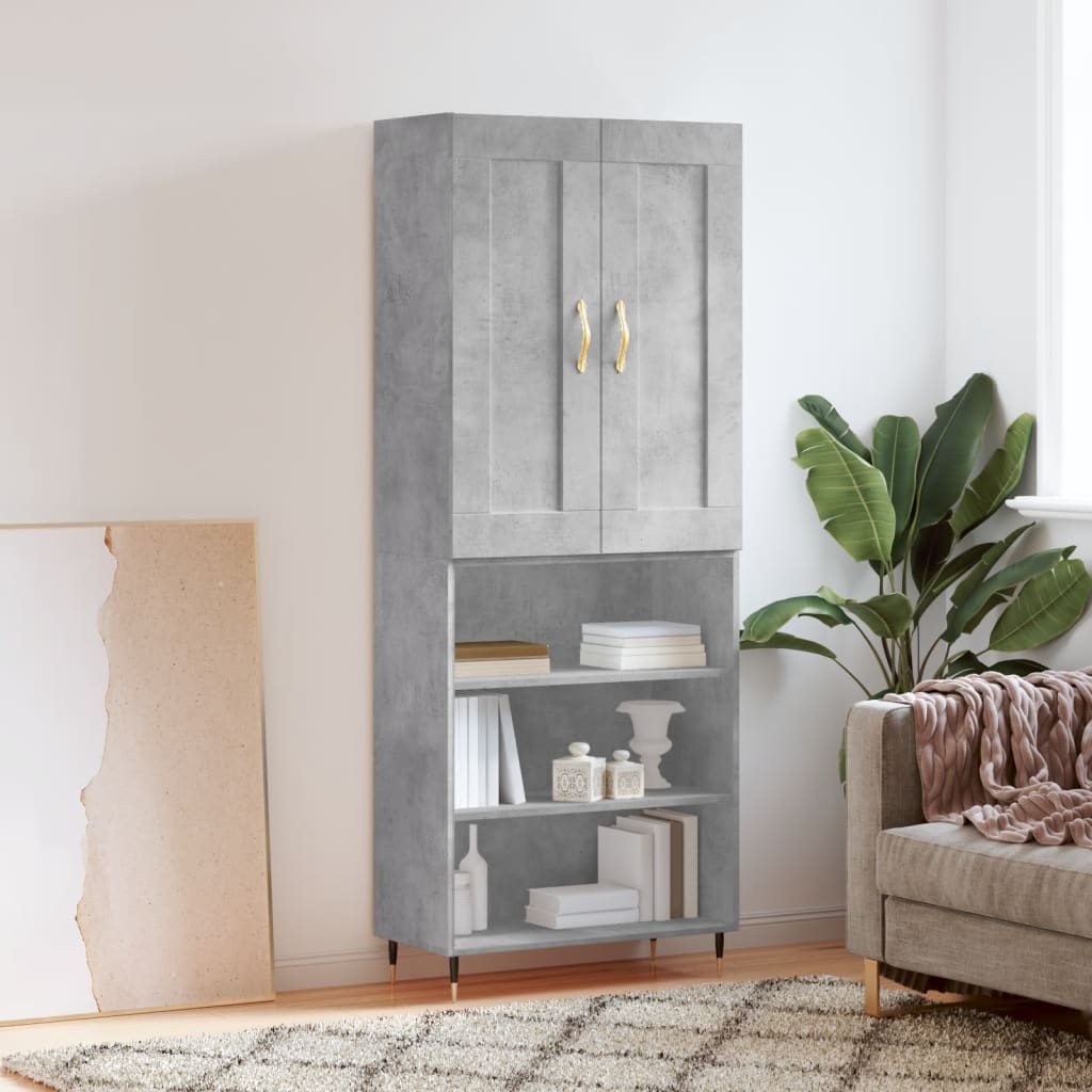Skříň Highboard Betonově Šedá 69,5X34X180 Cm Kompozitní Dřevo
