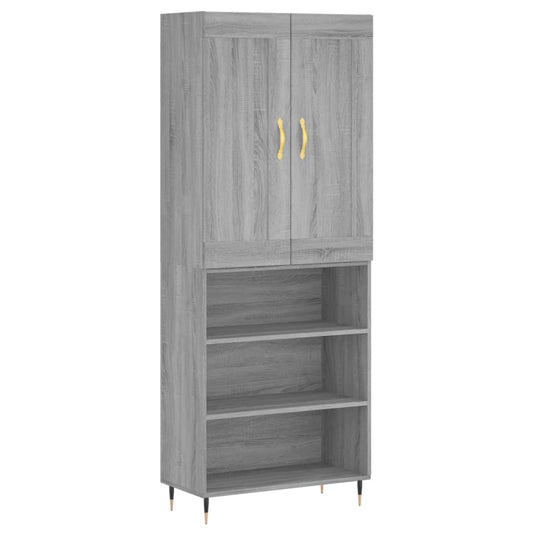 Skříň Highboard Šedá Sonoma 69,5 X 34 X 180 Cm Kompozitní Dřevo