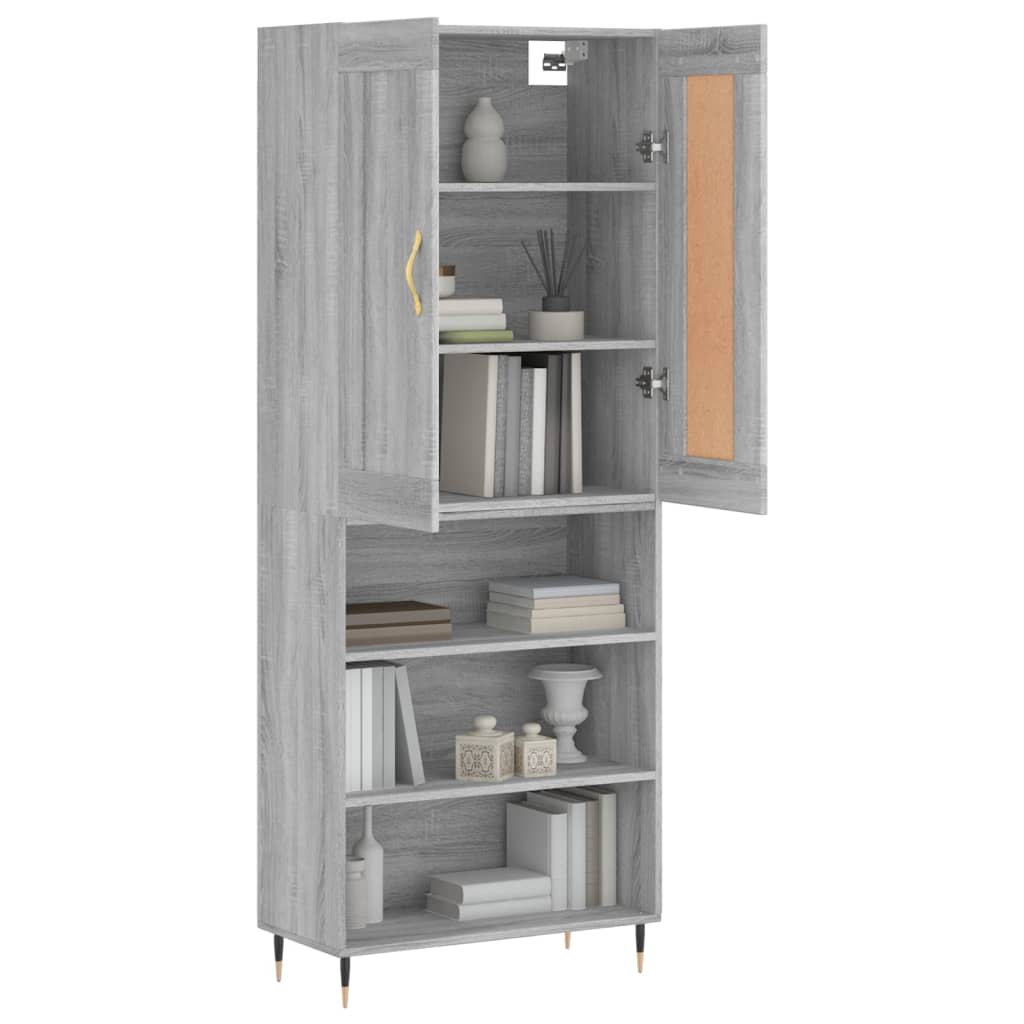 Skříň Highboard Šedá Sonoma 69,5 X 34 X 180 Cm Kompozitní Dřevo