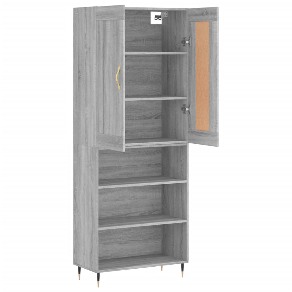 Skříň Highboard Šedá Sonoma 69,5 X 34 X 180 Cm Kompozitní Dřevo