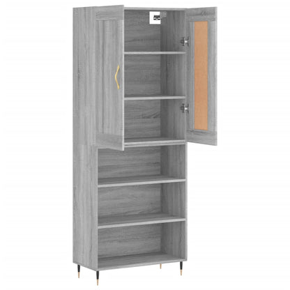 Skříň Highboard Šedá Sonoma 69,5 X 34 X 180 Cm Kompozitní Dřevo