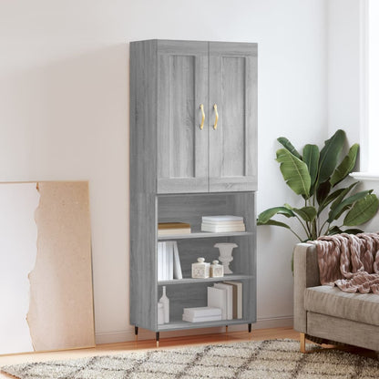 Skříň Highboard Šedá Sonoma 69,5 X 34 X 180 Cm Kompozitní Dřevo