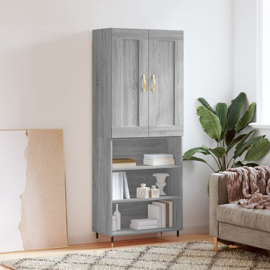 Skříň Highboard Šedá Sonoma 69,5 X 34 X 180 Cm Kompozitní Dřevo