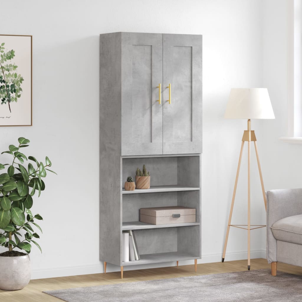 Skříň Highboard Betonově Šedá 69,5X34X180 Cm Kompozitní Dřevo