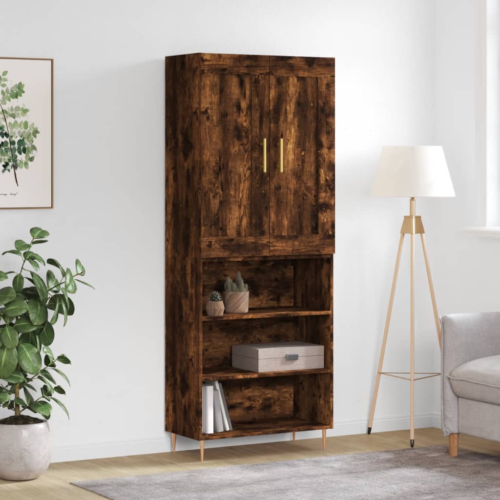 Skříň Highboard Betonově Šedá 69,5X34X180 Cm Kompozitní Dřevo