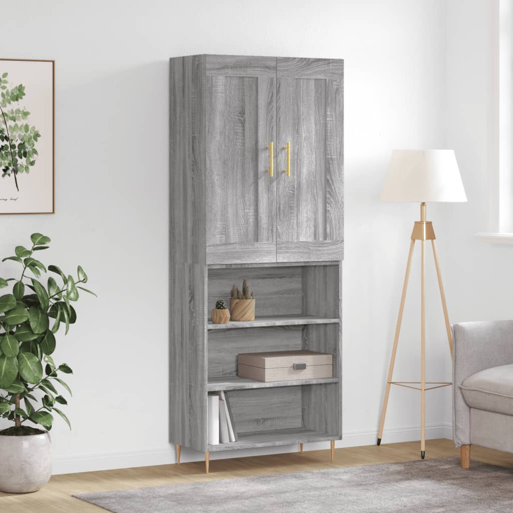 Skříň Highboard Betonově Šedá 69,5X34X180 Cm Kompozitní Dřevo
