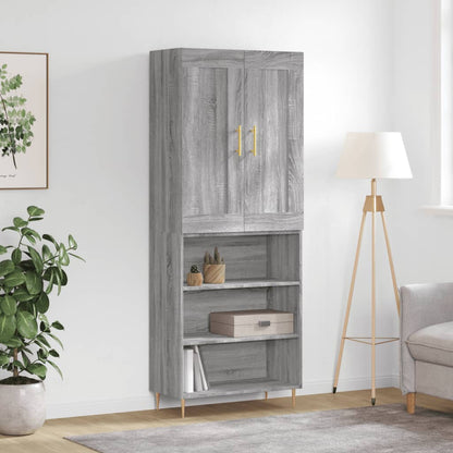 Skříň Highboard Betonově Šedá 69,5X34X180 Cm Kompozitní Dřevo