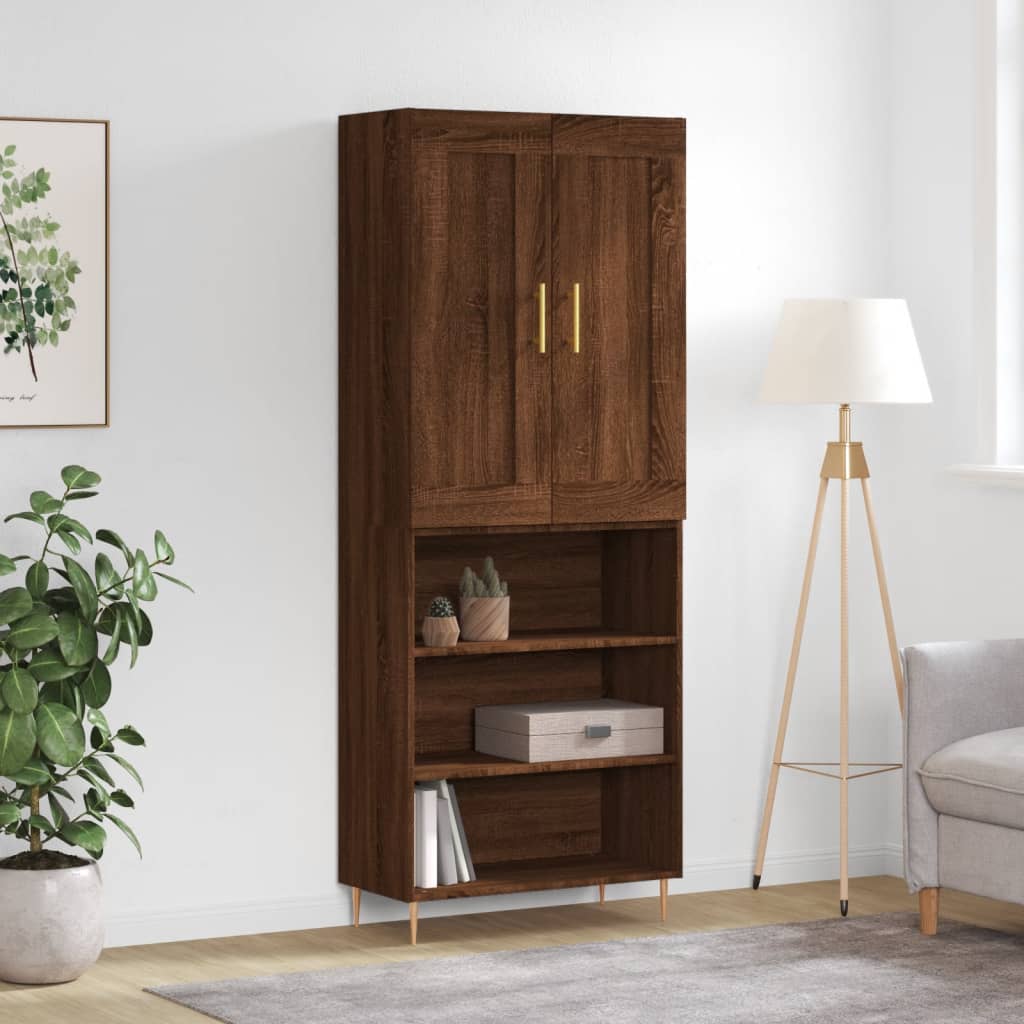 Skříň Highboard Betonově Šedá 69,5X34X180 Cm Kompozitní Dřevo