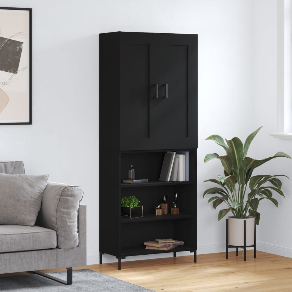 Skříň Highboard Lesklá Bílá 69,5 X 34 X 180 Cm Kompozitní Dřevo