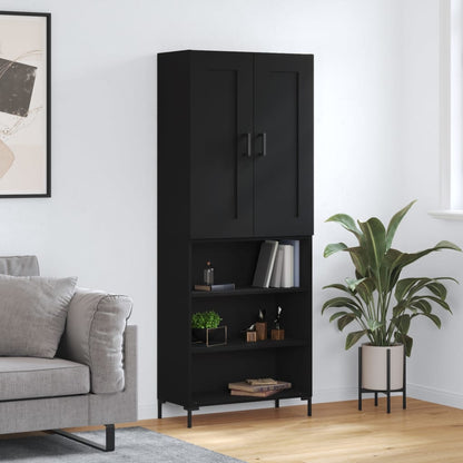 Skříň Highboard Lesklá Bílá 69,5 X 34 X 180 Cm Kompozitní Dřevo