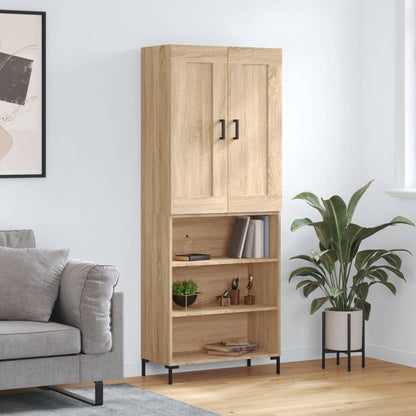 Skříň Highboard Lesklá Bílá 69,5 X 34 X 180 Cm Kompozitní Dřevo