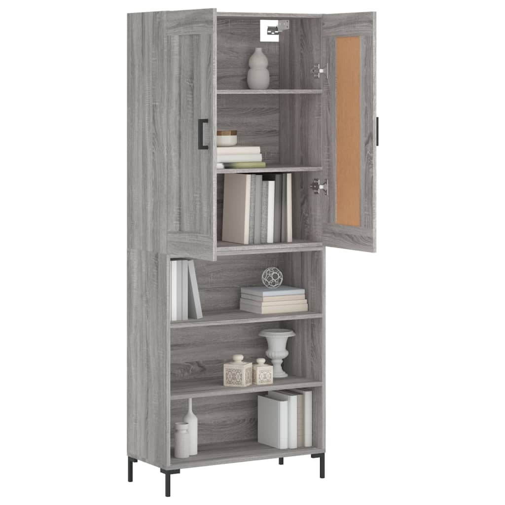 Skříň Highboard Šedá Sonoma 69,5 X 34 X 180 Cm Kompozitní Dřevo