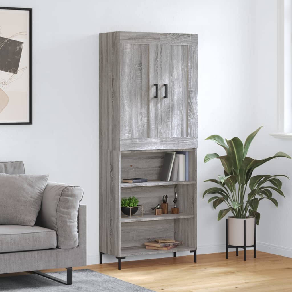 Skříň Highboard Šedá Sonoma 69,5 X 34 X 180 Cm Kompozitní Dřevo