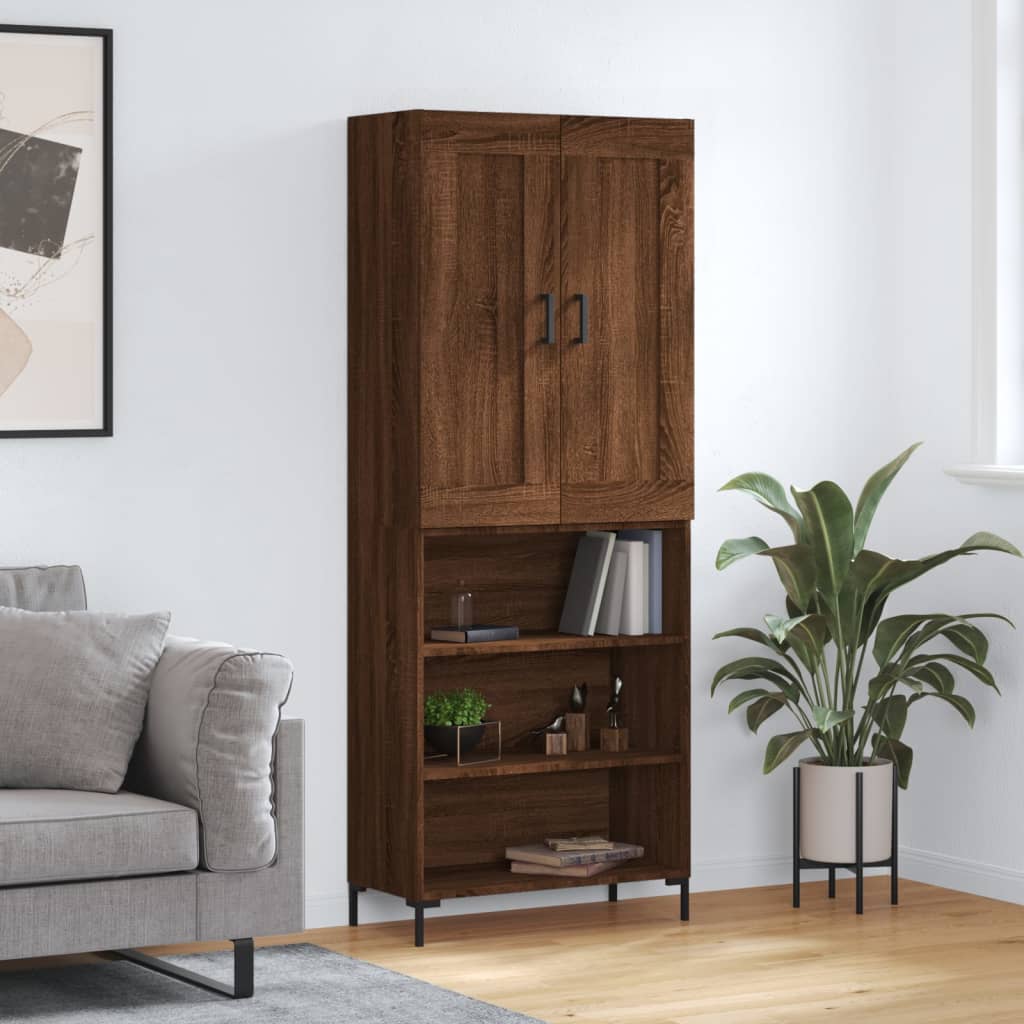 Skříň Highboard Lesklá Bílá 69,5 X 34 X 180 Cm Kompozitní Dřevo