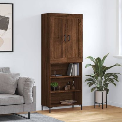 Skříň Highboard Lesklá Bílá 69,5 X 34 X 180 Cm Kompozitní Dřevo