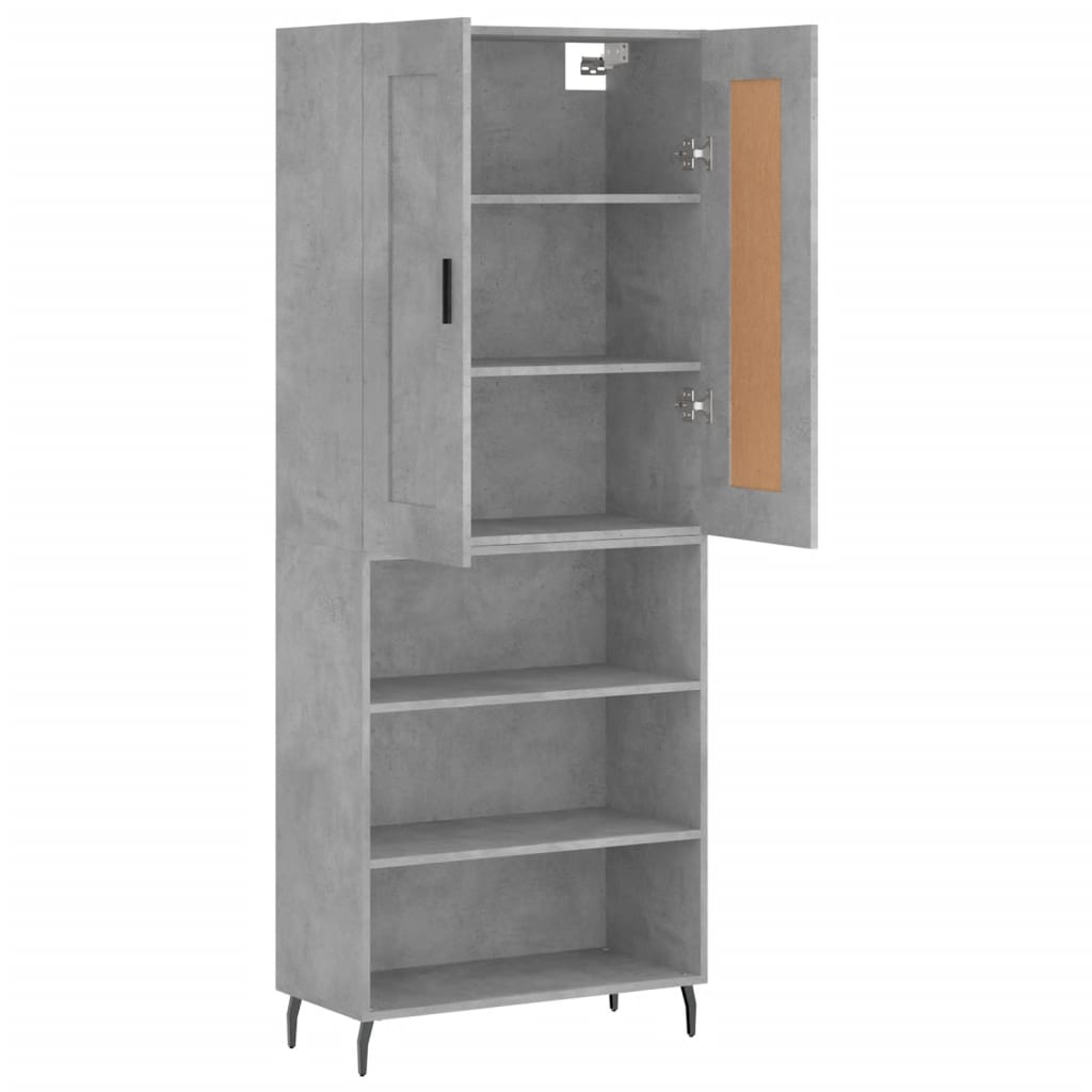 Skříň Highboard Betonově Šedá 69,5X34X180 Cm Kompozitní Dřevo