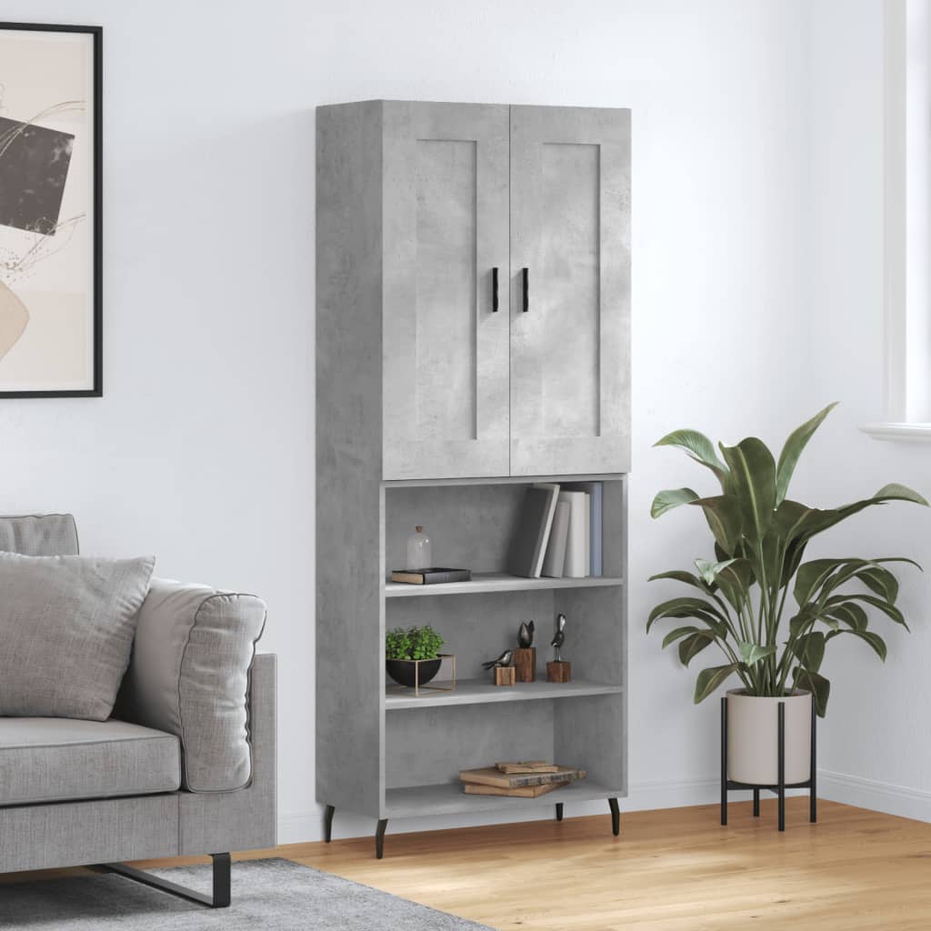 Skříň Highboard Betonově Šedá 69,5X34X180 Cm Kompozitní Dřevo