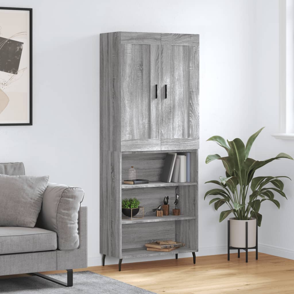 Skříň Highboard Betonově Šedá 69,5X34X180 Cm Kompozitní Dřevo
