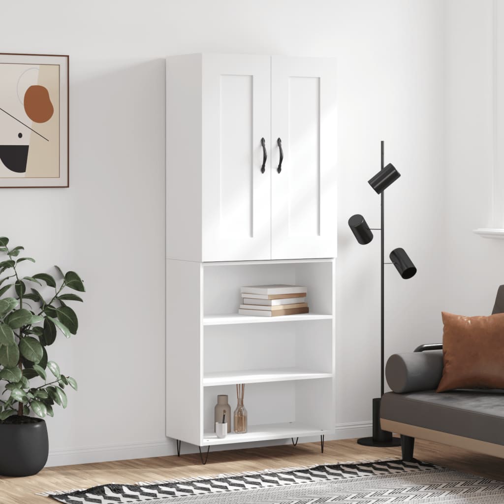 Skříň Highboard Černá 69,5 X 34 X 180 Cm Kompozitní Dřevo