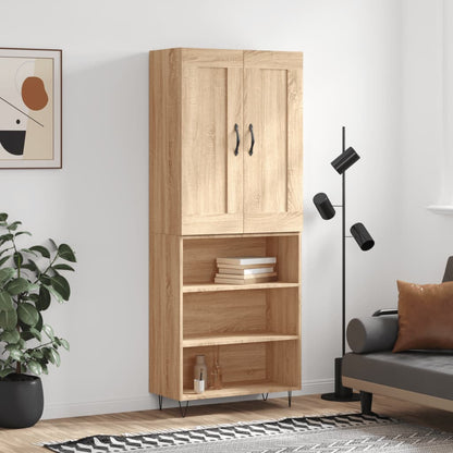 Skříň Highboard Černá 69,5 X 34 X 180 Cm Kompozitní Dřevo