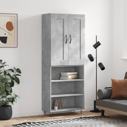 Skříň Highboard Černá 69,5 X 34 X 180 Cm Kompozitní Dřevo