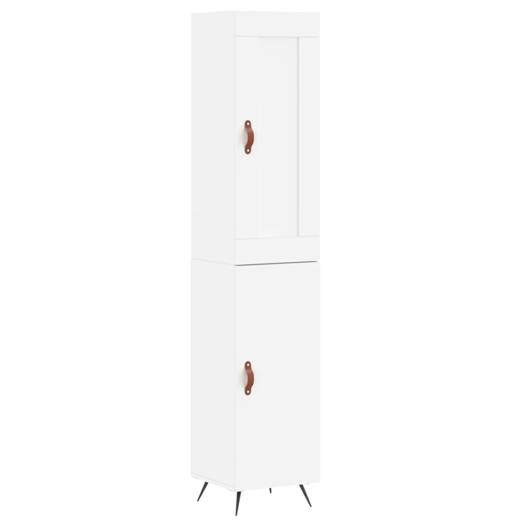 Skříň Highboard Bílá 34,5 X 34 X 180 Cm Kompozitní Dřevo