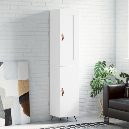 Skříň Highboard Bílá 34,5 X 34 X 180 Cm Kompozitní Dřevo