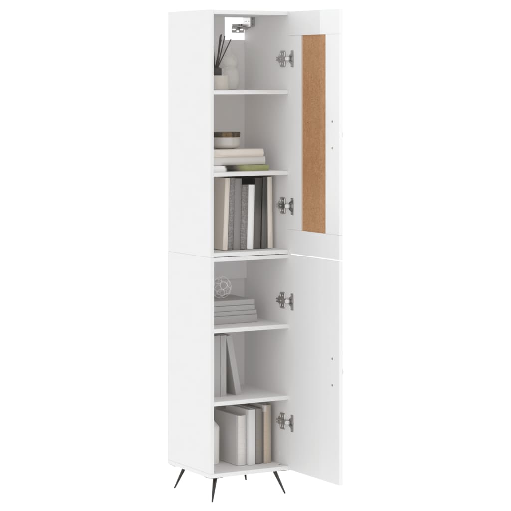 Skříň Highboard Bílá S Vysokým Leskem 34,5X34X180 Cm Kompozit