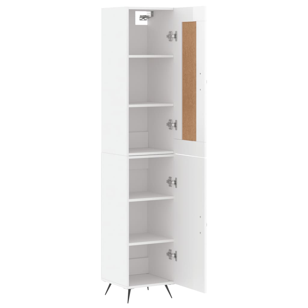 Skříň Highboard Bílá S Vysokým Leskem 34,5X34X180 Cm Kompozit