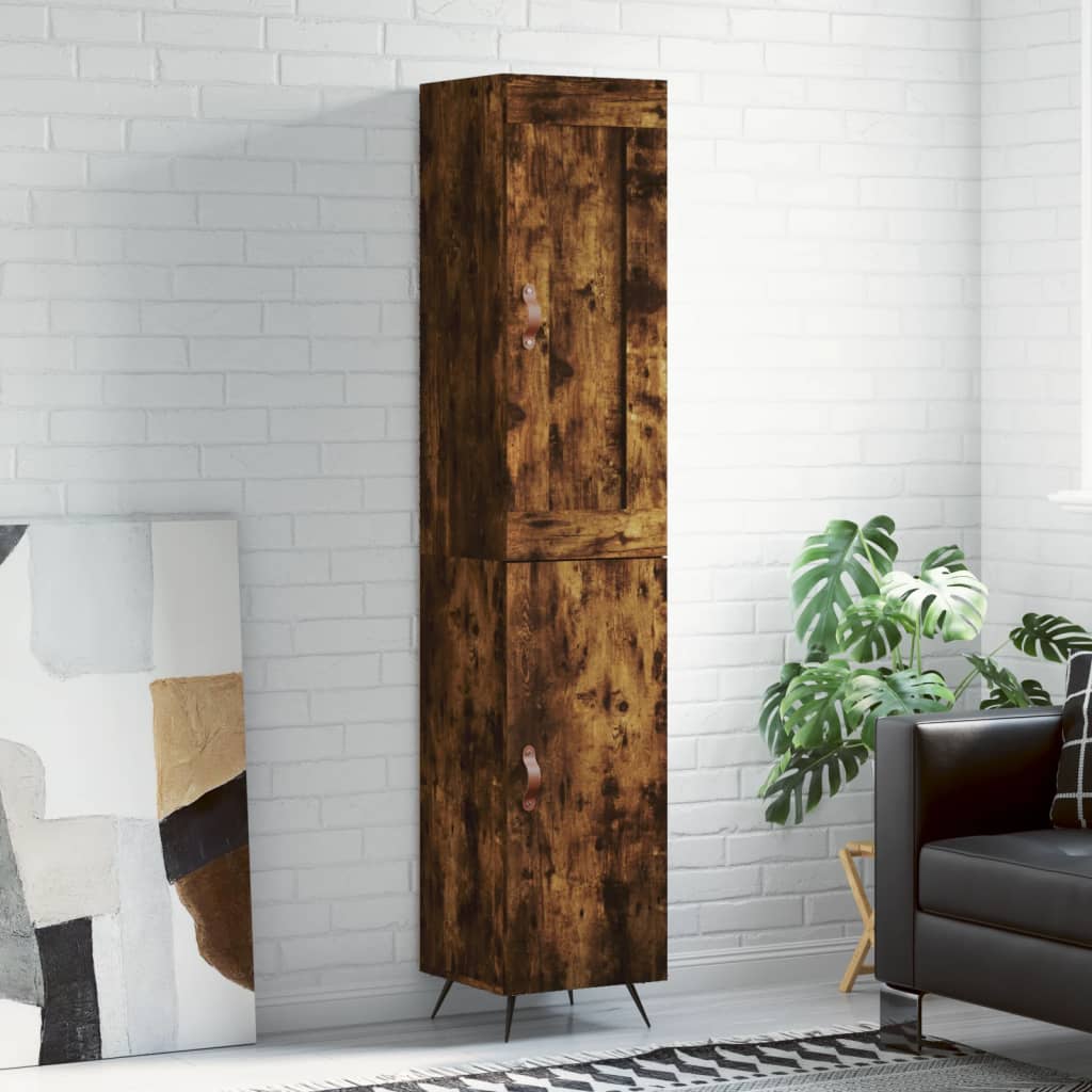 Skříň Highboard Kouřový Dub 34,5 X 34 X 180 Cm Kompozitní Dřevo