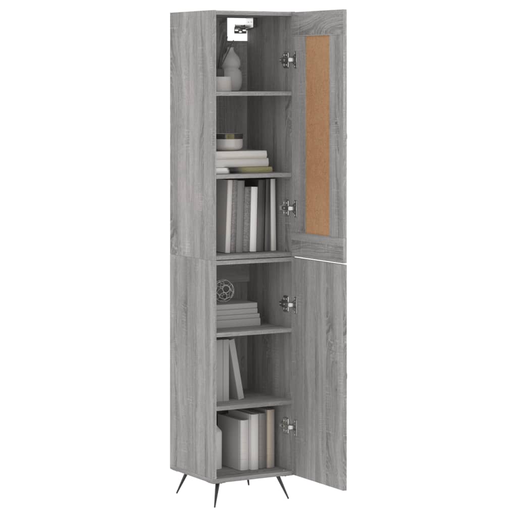 Skříň Highboard Šedá Sonoma 34,5 X 34 X 180 Cm Kompozitní Dřevo