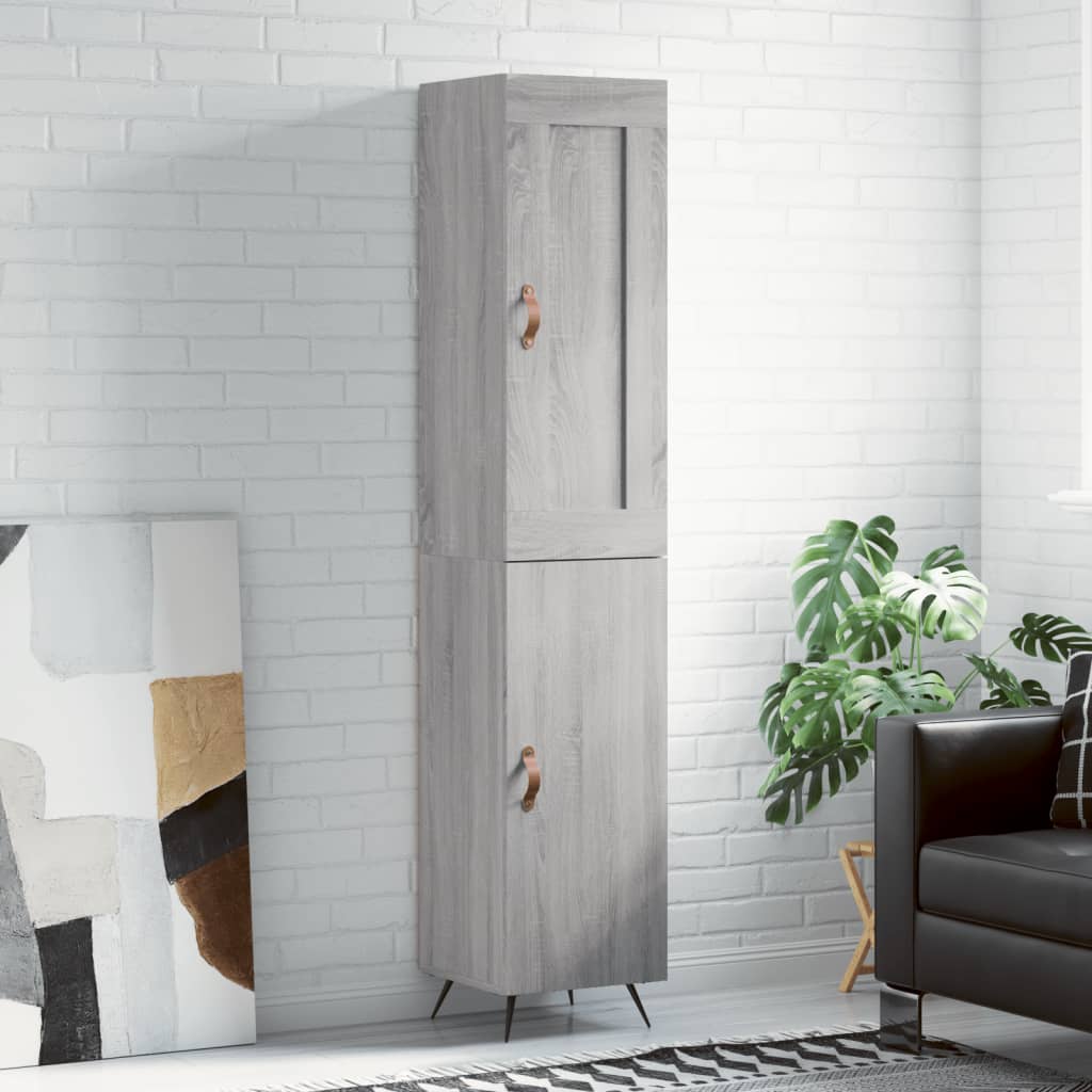 Skříň Highboard Šedá Sonoma 34,5 X 34 X 180 Cm Kompozitní Dřevo