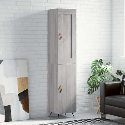 Skříň Highboard Šedá Sonoma 34,5 X 34 X 180 Cm Kompozitní Dřevo