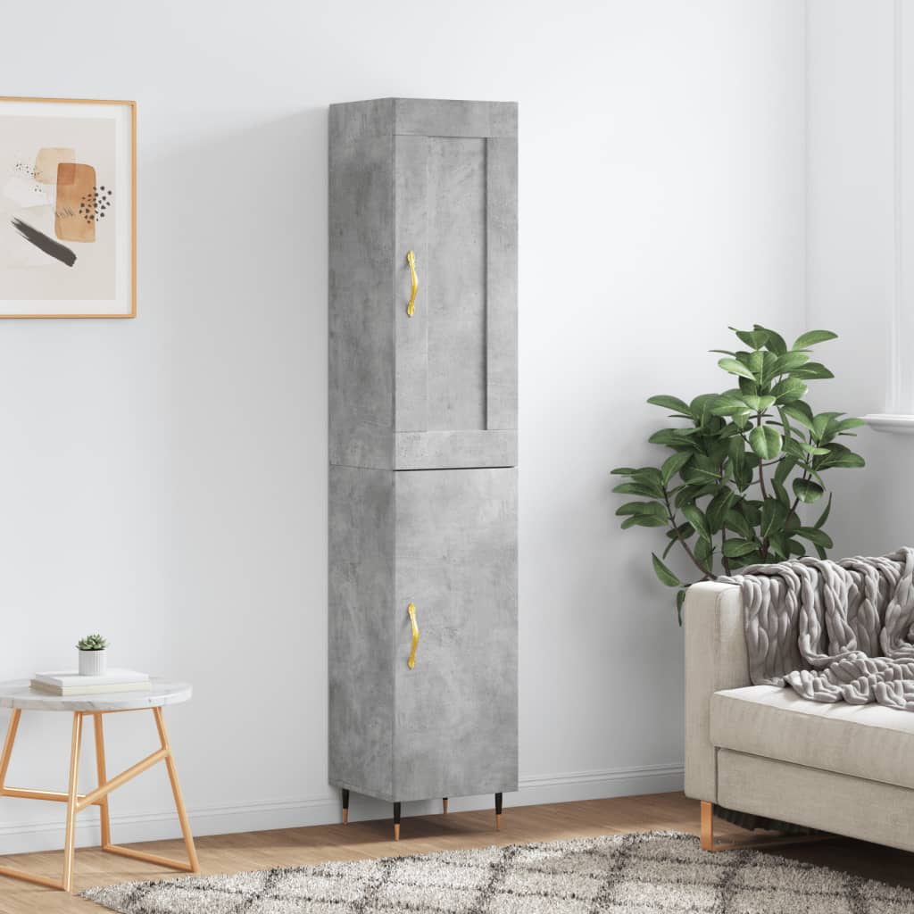 Skříň Highboard Betonově Šedá 34,5X34X180 Cm Kompozitní Dřevo
