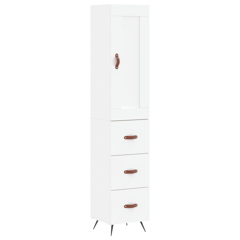 Skříň Highboard Bílá 34,5 X 34 X 180 Cm Kompozitní Dřevo