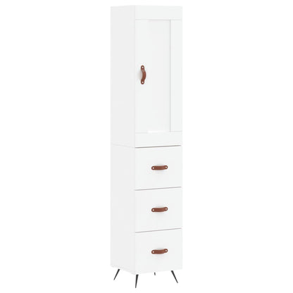 Skříň Highboard Bílá 34,5 X 34 X 180 Cm Kompozitní Dřevo