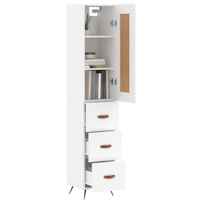 Skříň Highboard Bílá 34,5 X 34 X 180 Cm Kompozitní Dřevo