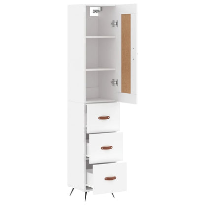 Skříň Highboard Bílá 34,5 X 34 X 180 Cm Kompozitní Dřevo