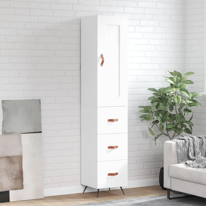 Skříň Highboard Bílá 34,5 X 34 X 180 Cm Kompozitní Dřevo