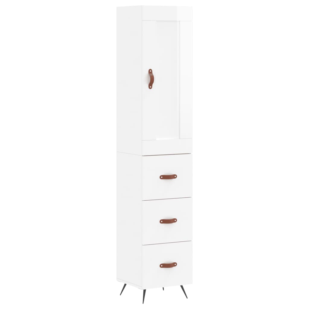 Skříň Highboard Bílá S Vysokým Leskem 34,5X34X180 Cm Kompozit