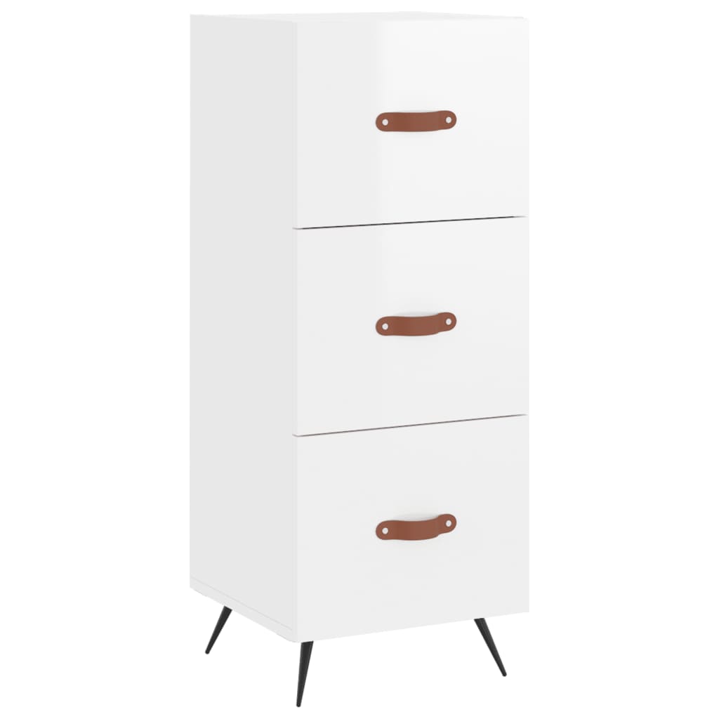 Skříň Highboard Bílá S Vysokým Leskem 34,5X34X180 Cm Kompozit