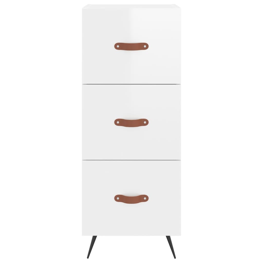 Skříň Highboard Bílá S Vysokým Leskem 34,5X34X180 Cm Kompozit