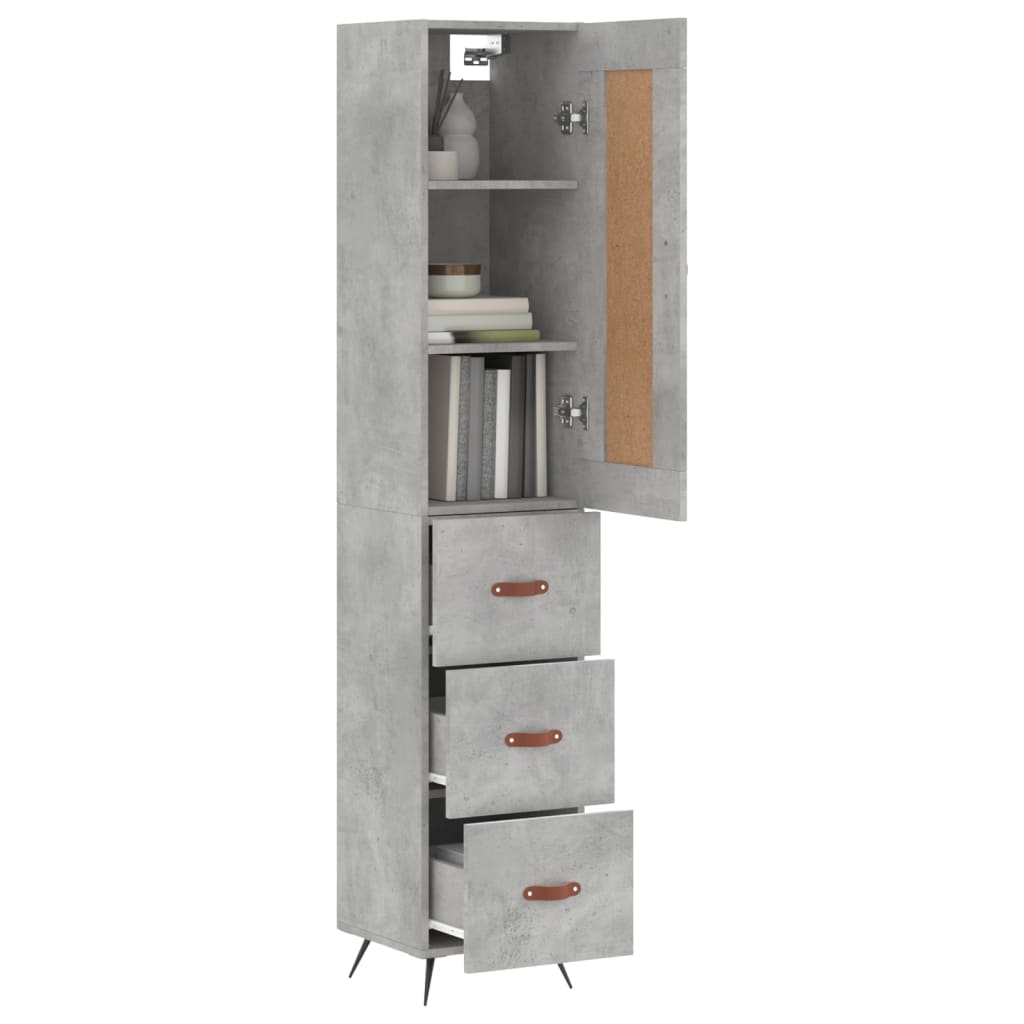 Skříň Highboard Betonově Šedá 34,5X34X180 Cm Kompozitní Dřevo
