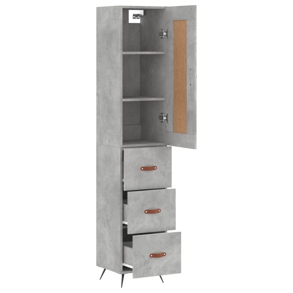 Skříň Highboard Betonově Šedá 34,5X34X180 Cm Kompozitní Dřevo